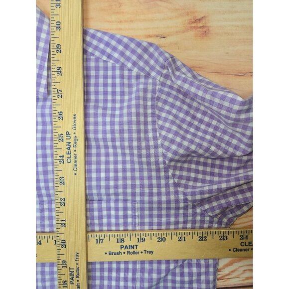 Peter Millar Classic Fit Button-Down Shirt Medium Purple Check - Picture 6 of 6